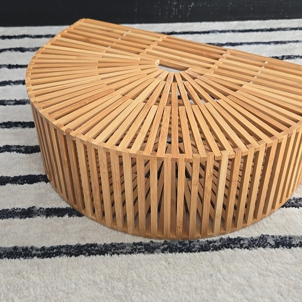 Ark Wooden Half-Moon Bag, Top Handle, Chic Casual, IYKYK, Scandinavian Chic, EUC